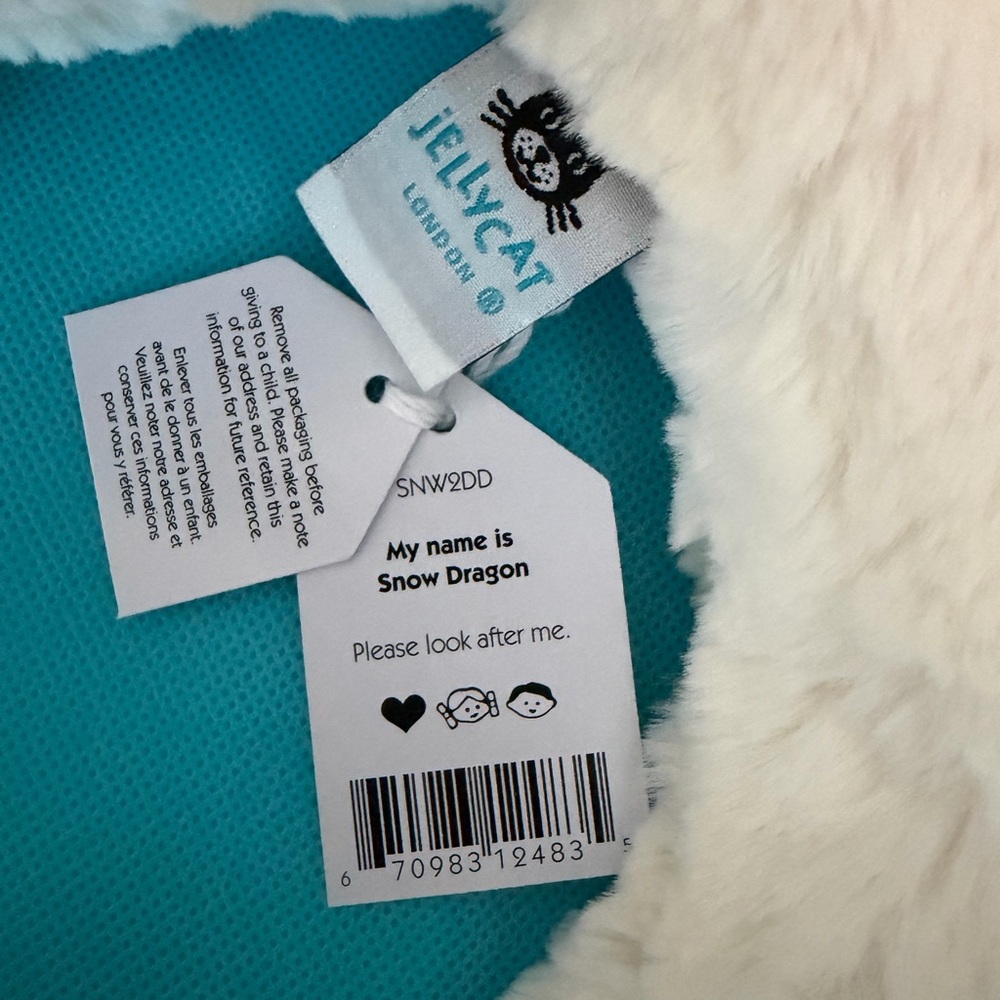 Jellycat snow dragon Large Authentic NWT - Picture 4 of 6